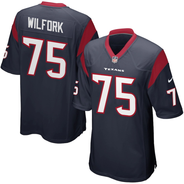 mens nike vince wilfork navy blue houston texans game jersey